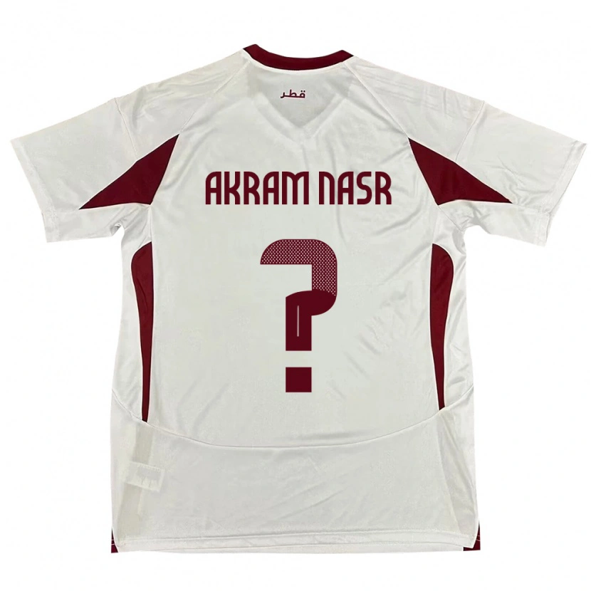DanxenキッズカタールMohammed Akram Nasr#0ホワイトアウェイシャツ24-26ジャージーユニフォーム