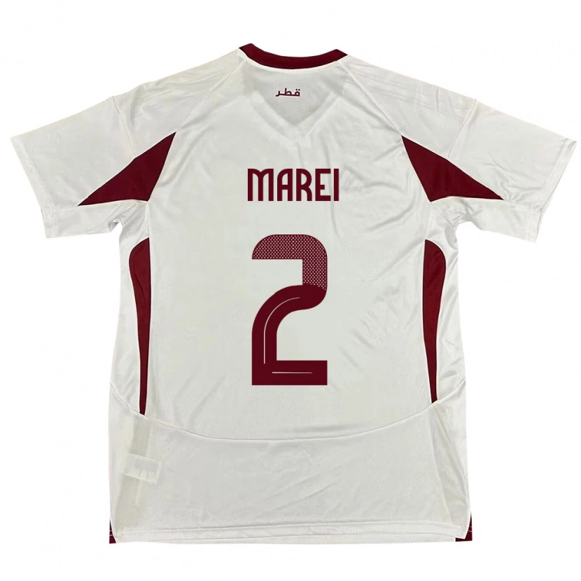 DanxenキッズカタールYousef Marei#2ホワイトアウェイシャツ24-26ジャージーユニフォーム