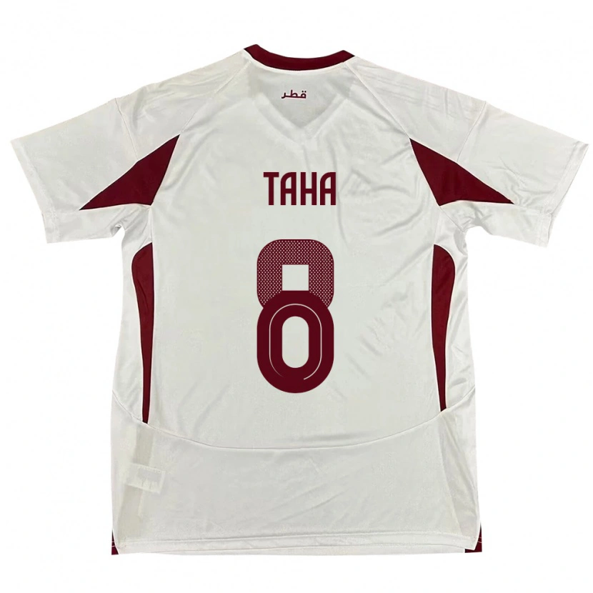 DanxenキッズカタールMoath Taha#8ホワイトアウェイシャツ24-26ジャージーユニフォーム