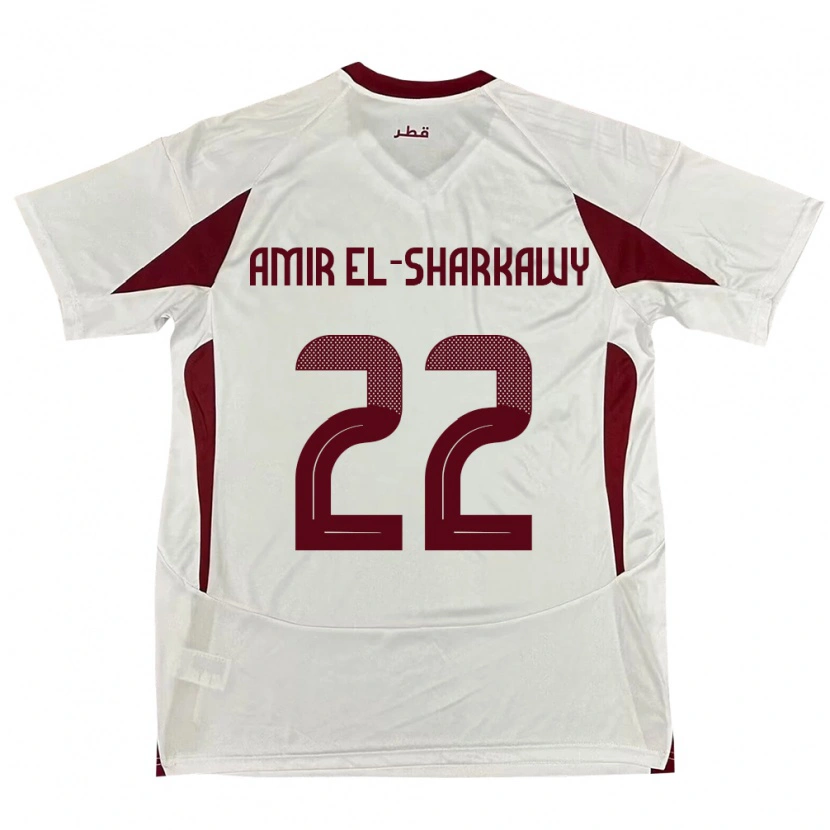 DanxenキッズカタールGalal Amir El-Sharkawy#22ホワイトアウェイシャツ24-26ジャージーユニフォーム
