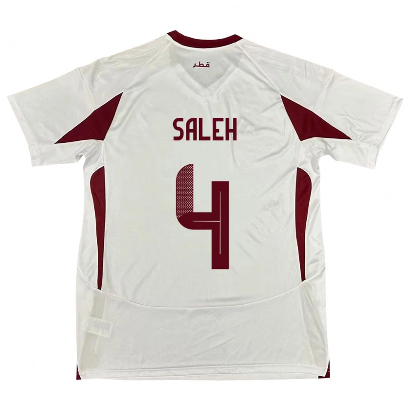 DanxenキッズカタールHagar Saleh#4ホワイトアウェイシャツ24-26ジャージーユニフォーム