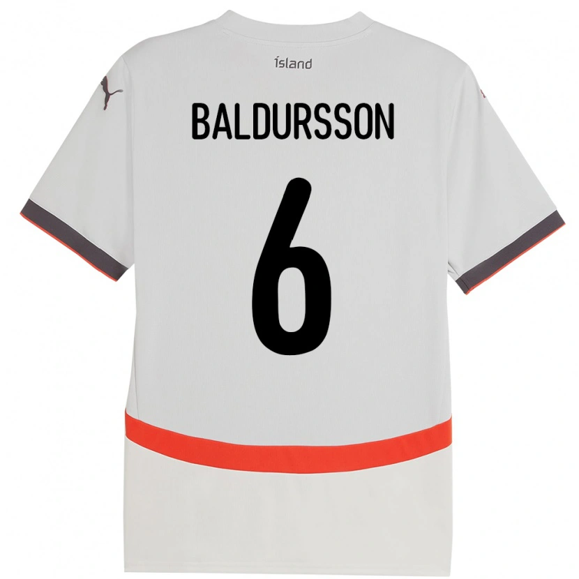 DanxenキッズアイスランドBreki Baldursson#6ホワイトアウェイシャツ24-26ジャージーユニフォーム