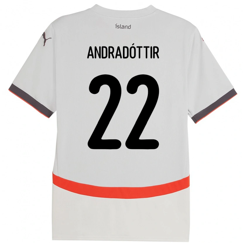 DanxenキッズアイスランドAmanda Andradóttir#22ホワイトアウェイシャツ24-26ジャージーユニフォーム