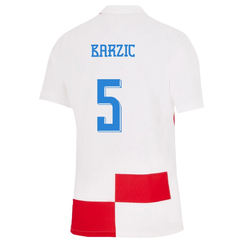DanxenメンズクロアチアMatia Barzic#5赤白ホームシャツ24-26ジャージーユニフォーム