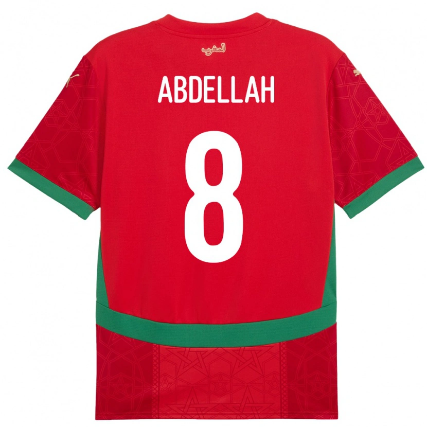 DanxenメンズモロッコAbdellah Ouazane#8赤ホームシャツ24-26ジャージーユニフォーム