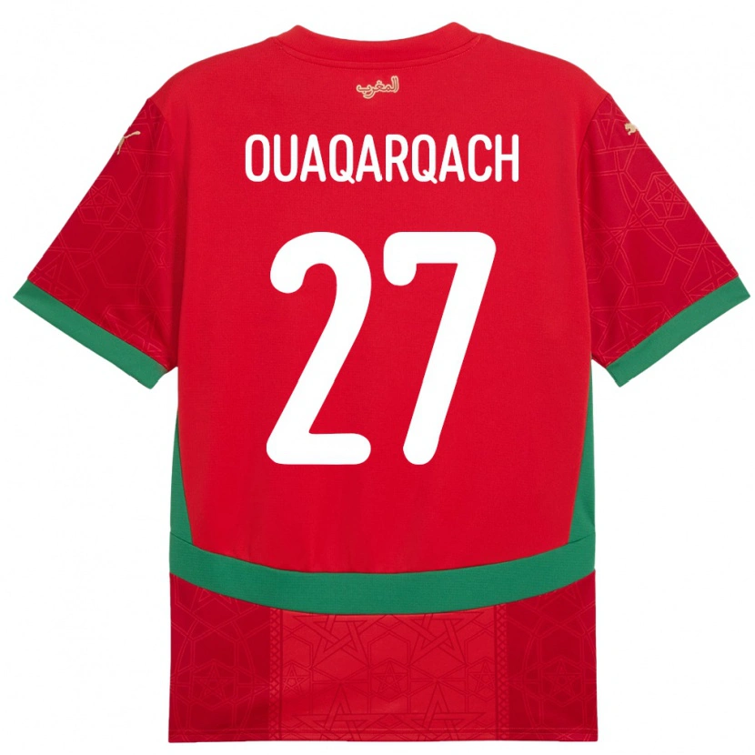 DanxenメンズモロッコAbdelkader Ouaqarqach#27赤ホームシャツ24-26ジャージーユニフォーム