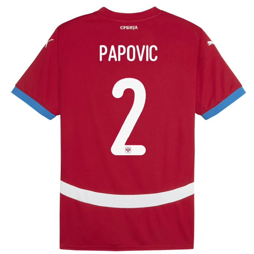 DanxenメンズセルビアNiksa Papovic#2赤ホームシャツ24-26ジャージーユニフォーム