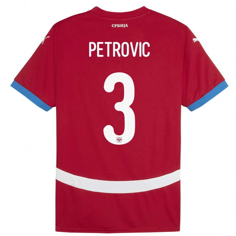 DanxenメンズセルビアStefan Petrovic#3赤ホームシャツ24-26ジャージーユニフォーム