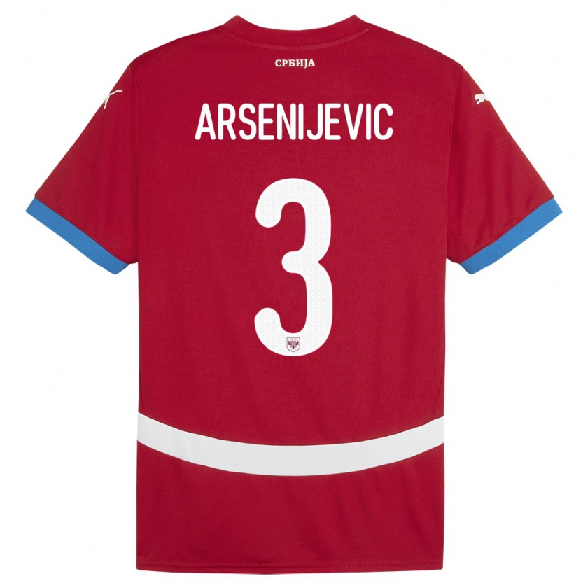 DanxenメンズセルビアAndrej Arsenijevic#3赤ホームシャツ24-26ジャージーユニフォーム