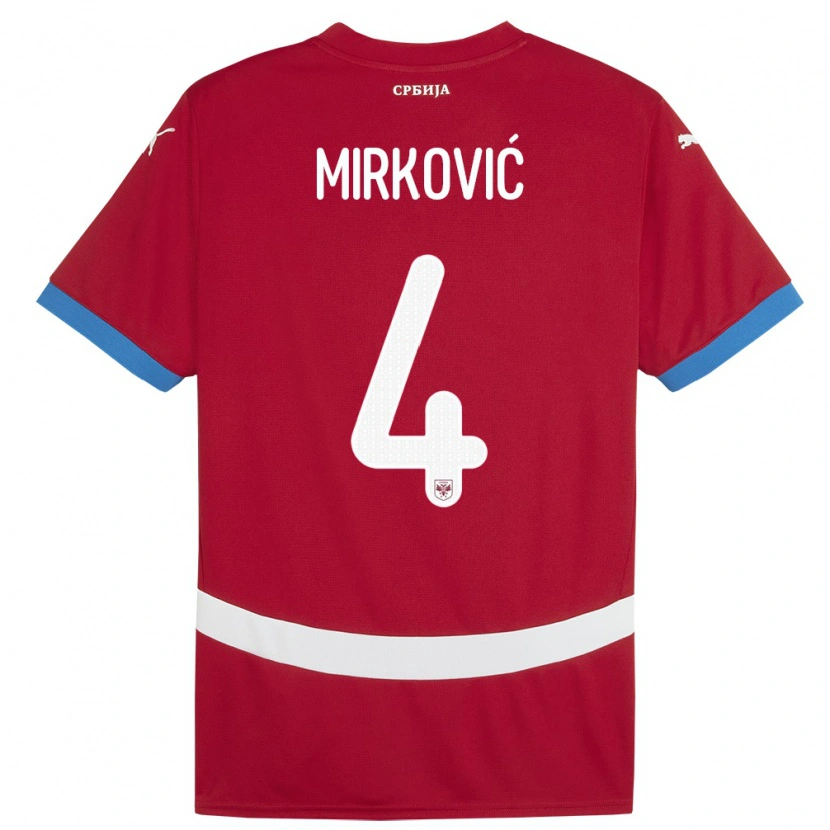 DanxenメンズセルビアNemanja Mirković#4赤ホームシャツ24-26ジャージーユニフォーム