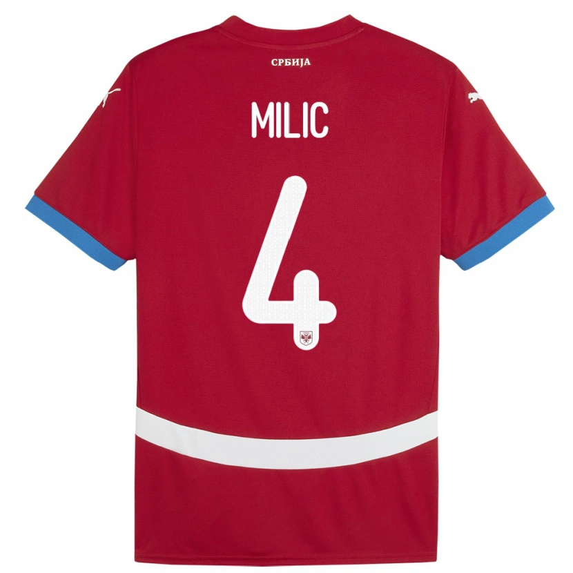 DanxenメンズセルビアLazar Milic#4赤ホームシャツ24-26ジャージーユニフォーム