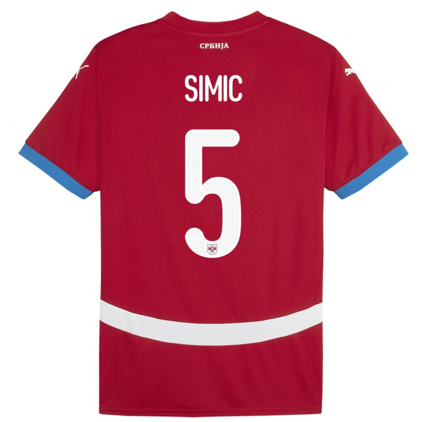 DanxenメンズセルビアNikola Simic#5赤ホームシャツ24-26ジャージーユニフォーム