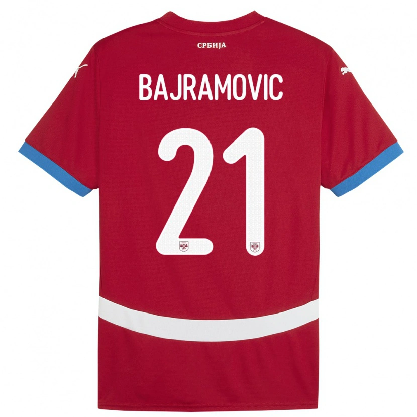 DanxenメンズセルビアEldin Bajramovic#21赤ホームシャツ24-26ジャージーユニフォーム