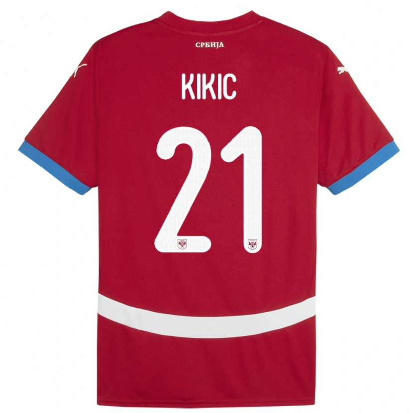 DanxenメンズセルビアUros Kikic#21赤ホームシャツ24-26ジャージーユニフォーム
