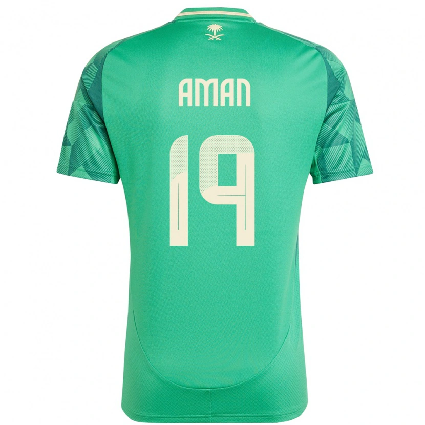 Danxenメンズサウジアラビアアワド・アマン#19緑ホームシャツ24-26ジャージーユニフォーム