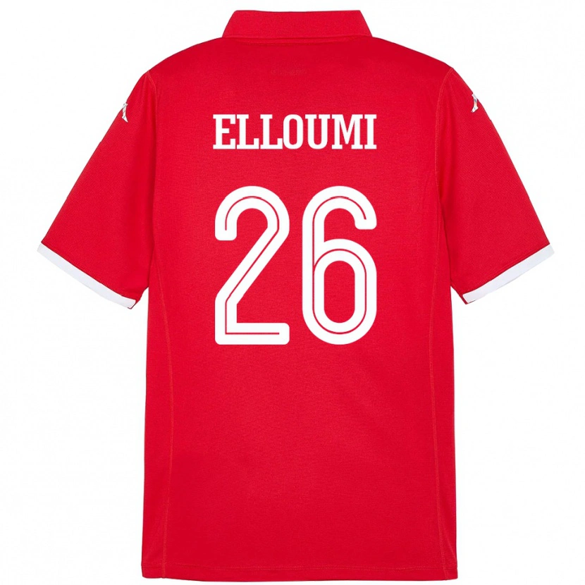 DanxenメンズチュニジアKhalil Elloumi#26赤ホームシャツ24-26ジャージーユニフォーム