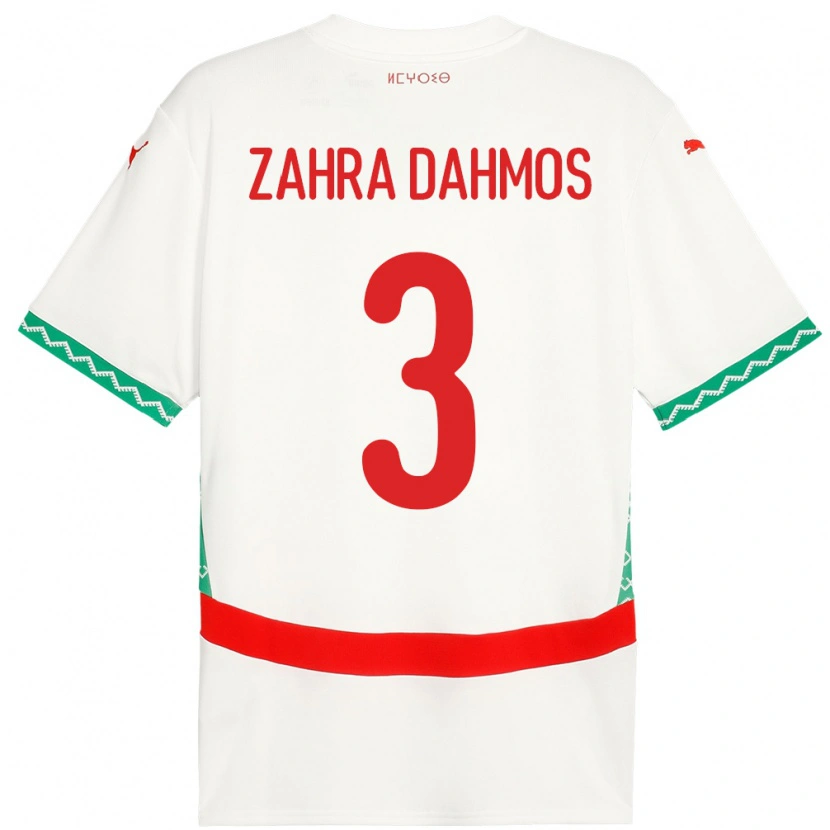 DanxenメンズモロッコFatima Zahra Dahmos#3ホワイトアウェイシャツ24-26ジャージーユニフォーム