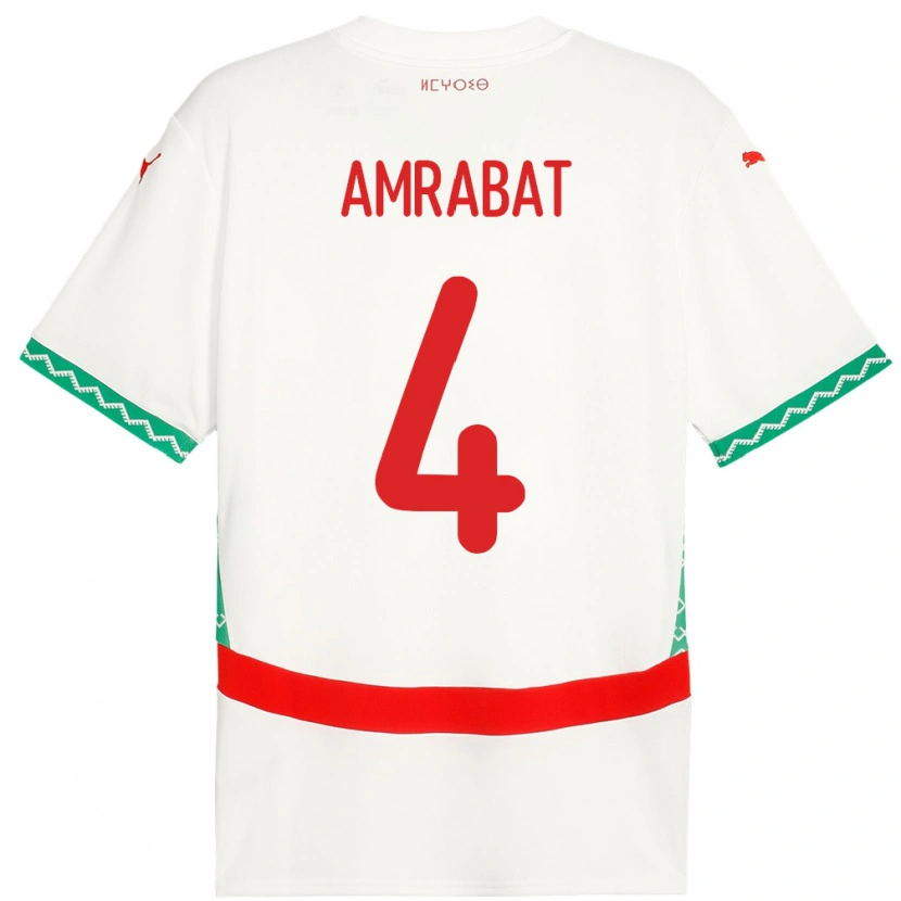 DanxenメンズモロッコSoufiane Amrabat#4ホワイトアウェイシャツ24-26ジャージーユニフォーム