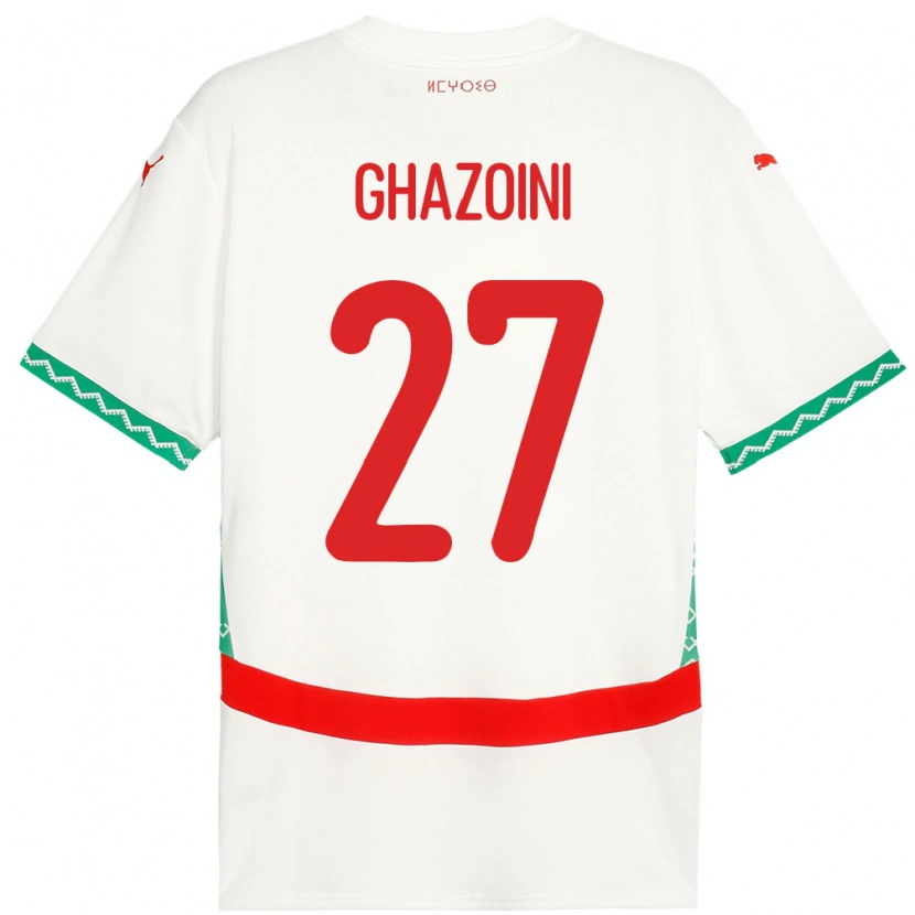 DanxenメンズモロッコAmine Ghazoini#27ホワイトアウェイシャツ24-26ジャージーユニフォーム