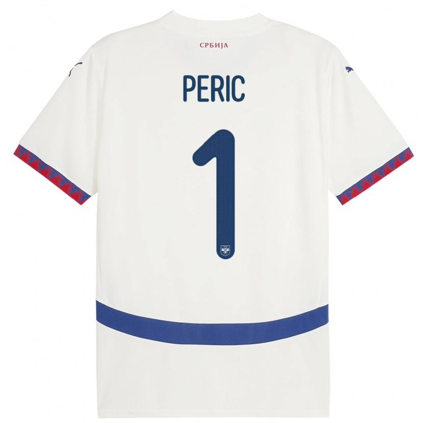 DanxenメンズセルビアStrahinja Peric#1白アウェイシャツ24-26ジャージーユニフォーム