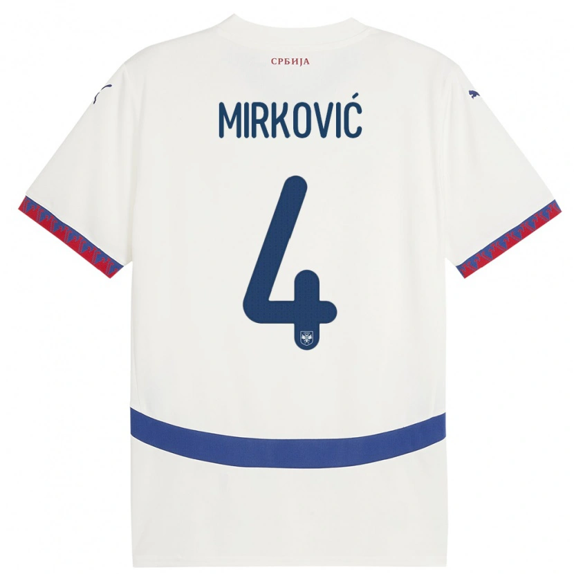 DanxenメンズセルビアNemanja Mirković#4白アウェイシャツ24-26ジャージーユニフォーム