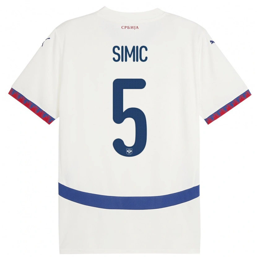 DanxenメンズセルビアNikola Simic#5白アウェイシャツ24-26ジャージーユニフォーム