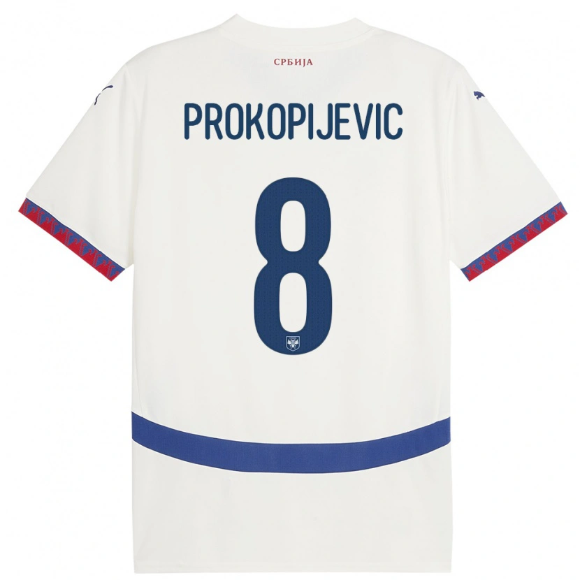DanxenメンズセルビアMateja Prokopijevic#8白アウェイシャツ24-26ジャージーユニフォーム