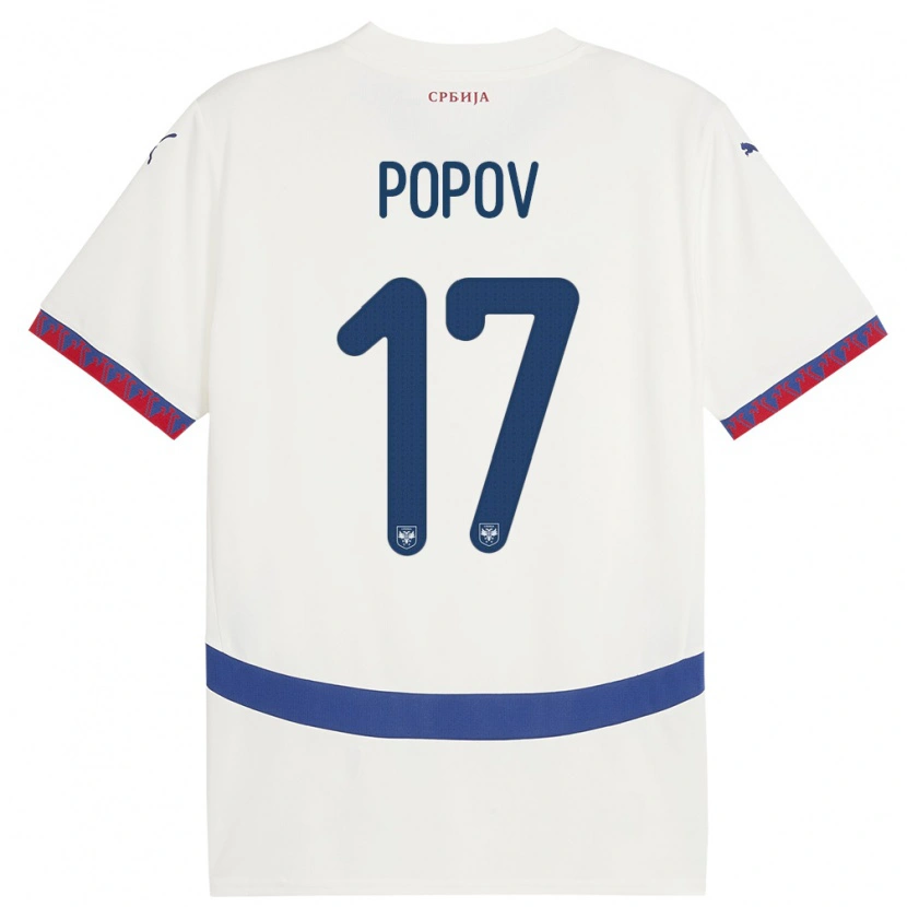 DanxenメンズセルビアAndrej Popov#17白アウェイシャツ24-26ジャージーユニフォーム