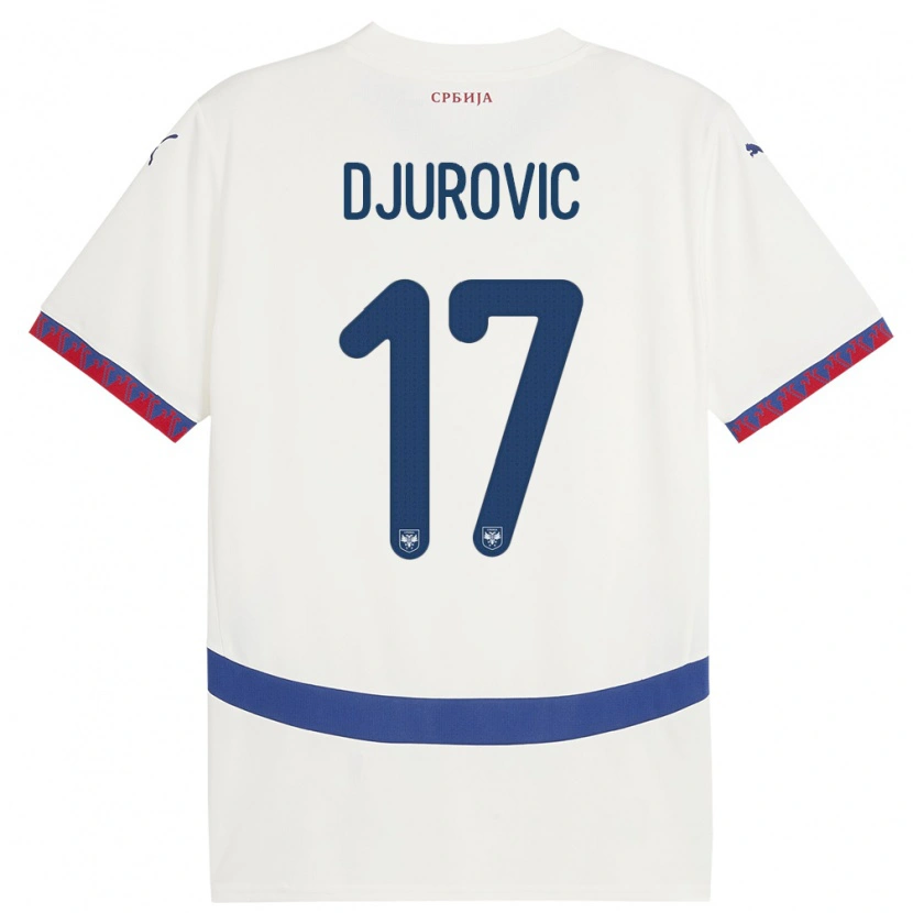DanxenメンズセルビアStefan Djurovic#17白アウェイシャツ24-26ジャージーユニフォーム