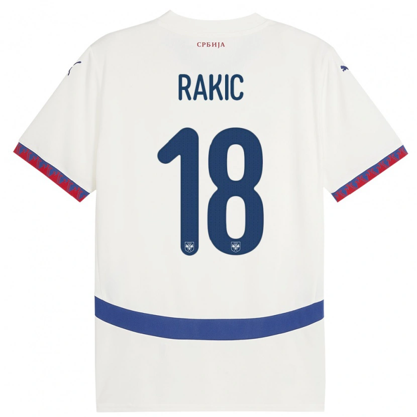 Danxenメンズセルビアストラヒニャ・ラキッチ#18白アウェイシャツ24-26ジャージーユニフォーム