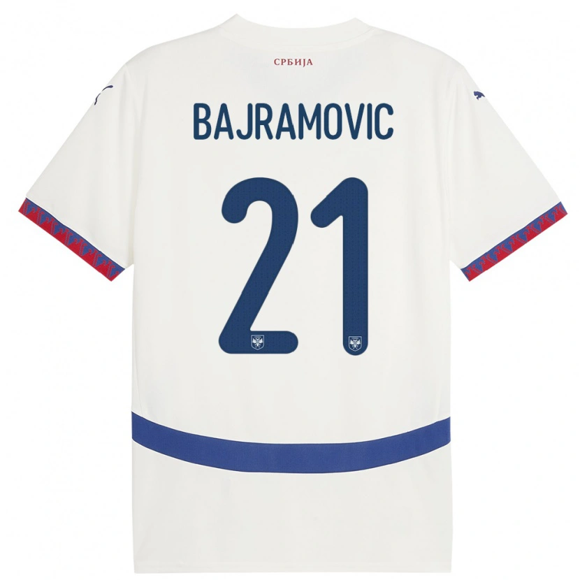 DanxenメンズセルビアEldin Bajramovic#21白アウェイシャツ24-26ジャージーユニフォーム