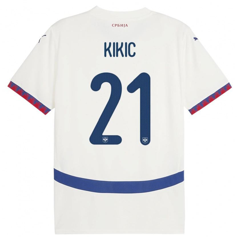 DanxenメンズセルビアUros Kikic#21白アウェイシャツ24-26ジャージーユニフォーム