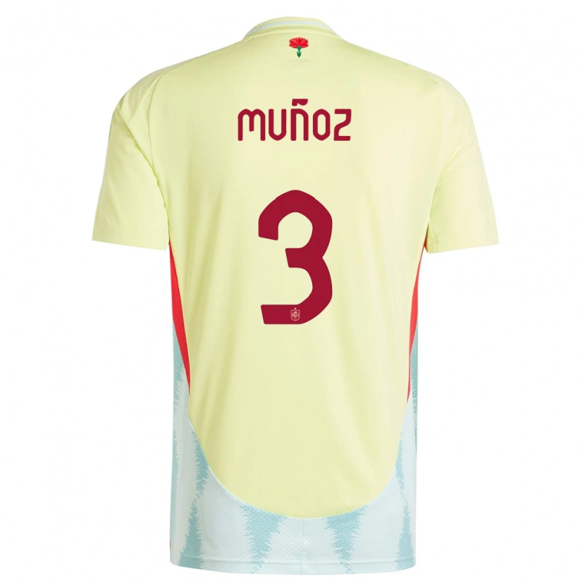 DanxenメンズスペインDani Muñoz#3黄アウェイシャツ24-26ジャージーユニフォーム
