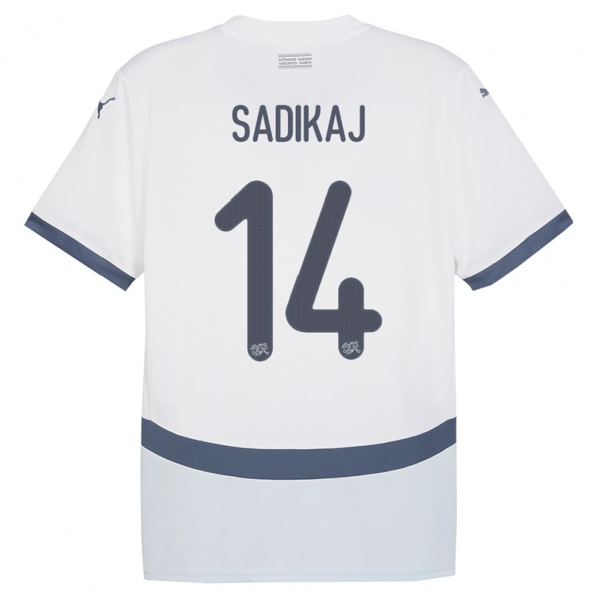 DanxenメンズスイスErblin Sadikaj#14白アウェイシャツ24-26ジャージーユニフォーム