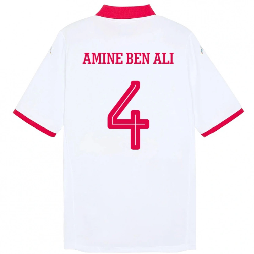 DanxenメンズチュニジアMohamed Amine Ben Ali#4ホワイトアウェイシャツ24-26ジャージーユニフォーム