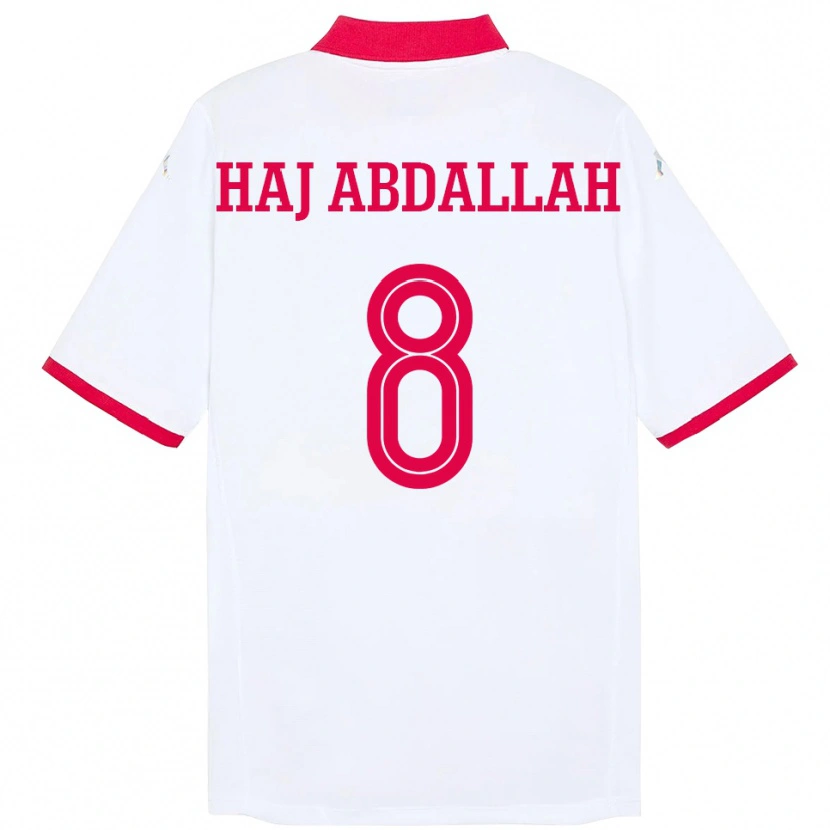 DanxenメンズチュニジアSaifedine Haj Abdallah#8ホワイトアウェイシャツ24-26ジャージーユニフォーム