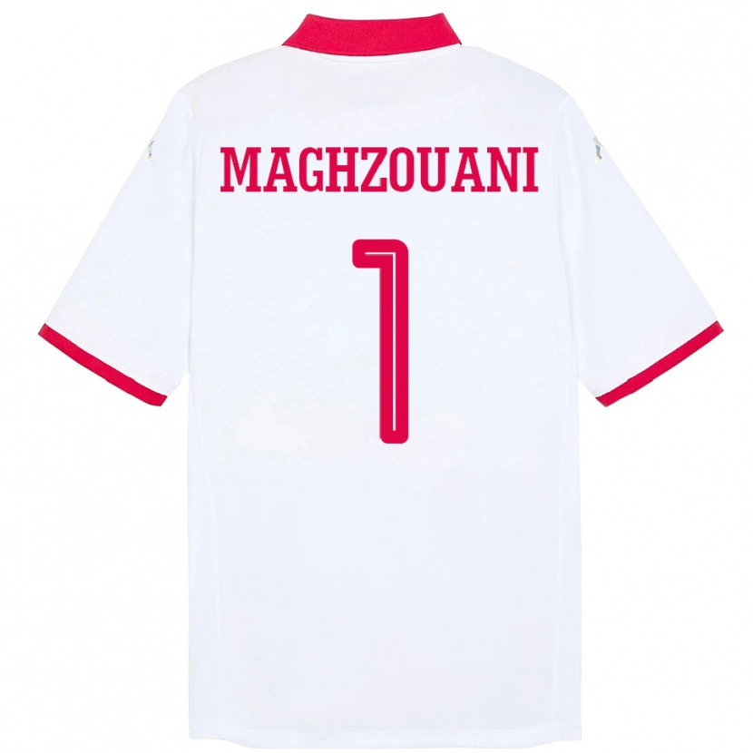 DanxenメンズチュニジアWassim Maghzouani#1ホワイトアウェイシャツ24-26ジャージーユニフォーム
