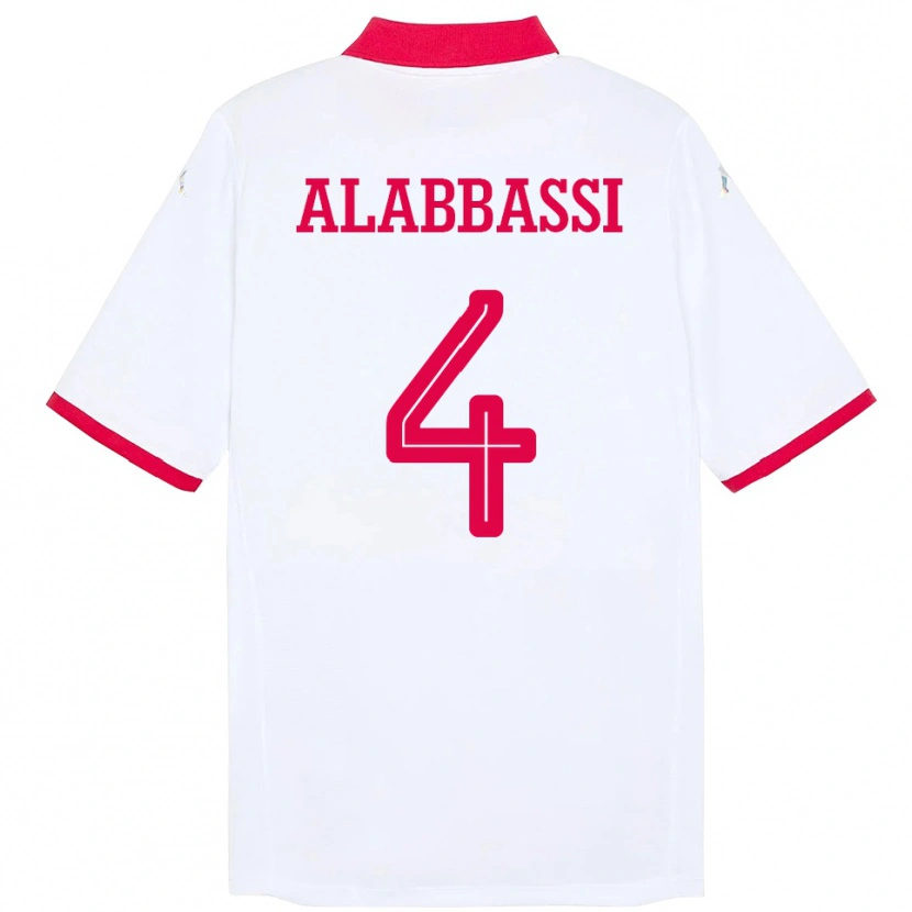 DanxenメンズチュニジアChaima Alabbassi#4ホワイトアウェイシャツ24-26ジャージーユニフォーム