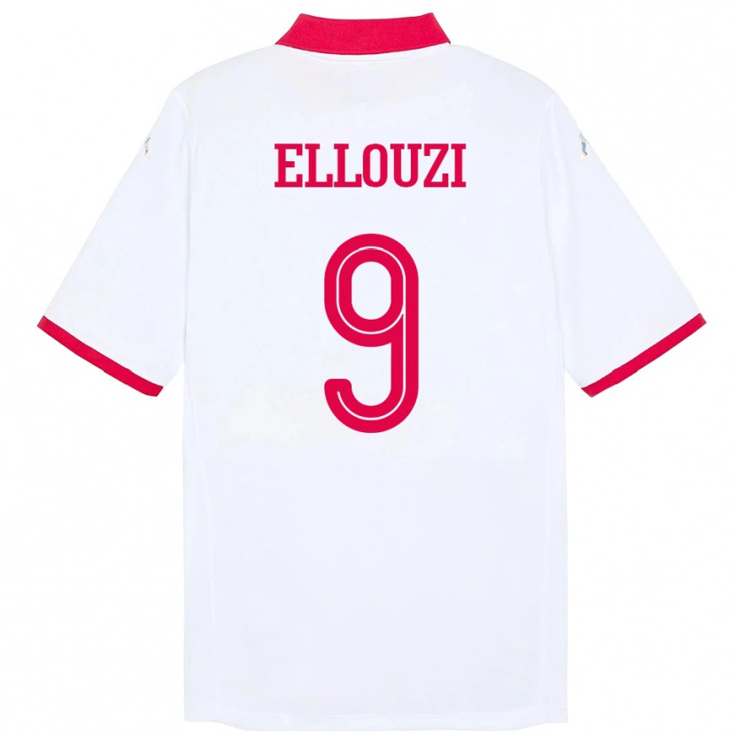 DanxenメンズチュニジアSabrine Ellouzi#9ホワイトアウェイシャツ24-26ジャージーユニフォーム