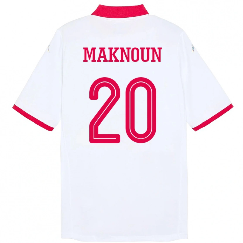 DanxenメンズチュニジアLeila Maknoun#20ホワイトアウェイシャツ24-26ジャージーユニフォーム