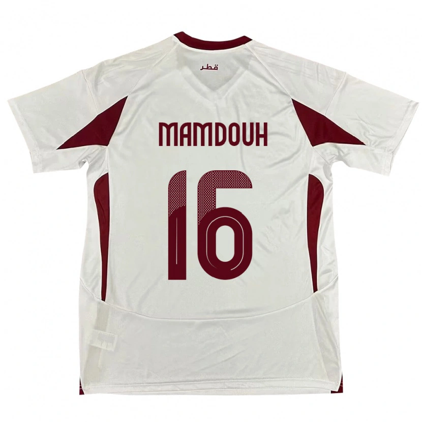 DanxenメンズカタールBahaa Mamdouh#16ホワイトアウェイシャツ24-26ジャージーユニフォーム
