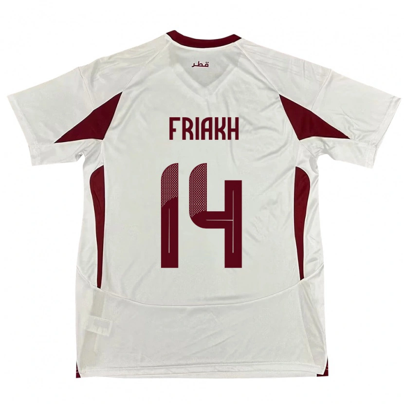 DanxenメンズカタールJamil Friakh#14ホワイトアウェイシャツ24-26ジャージーユニフォーム