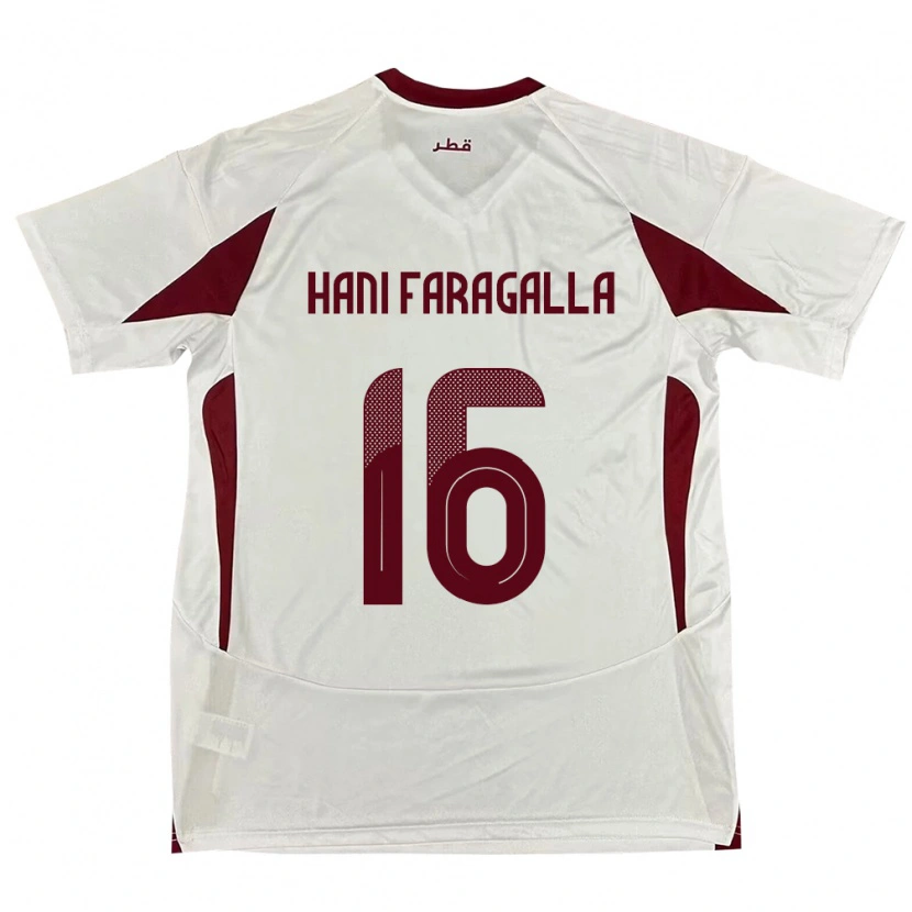 DanxenメンズカタールMohamed Hani Faragalla#16ホワイトアウェイシャツ24-26ジャージーユニフォーム
