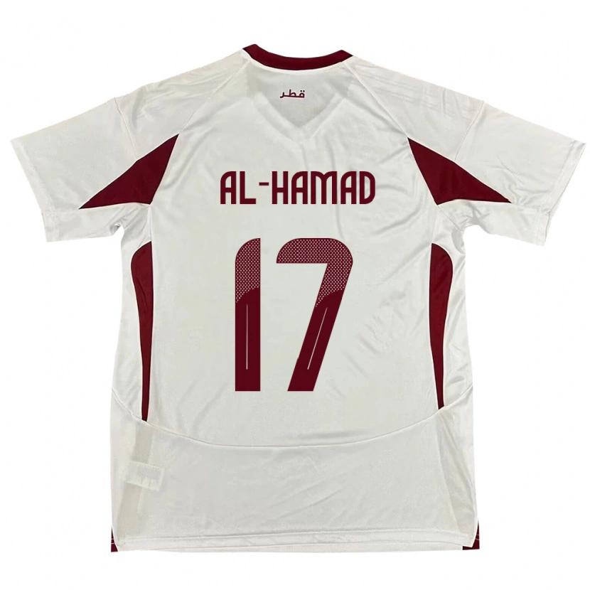 DanxenメンズカタールJassem Al-Hamad#17ホワイトアウェイシャツ24-26ジャージーユニフォーム