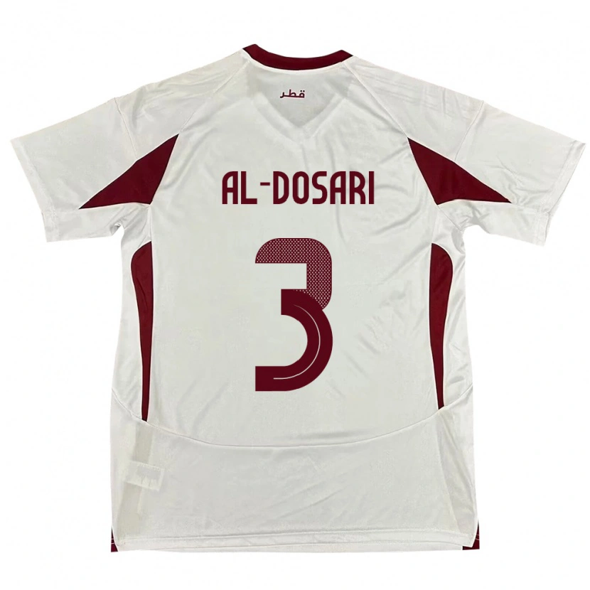 DanxenメンズカタールDana Al Dosari#3ホワイトアウェイシャツ24-26ジャージーユニフォーム