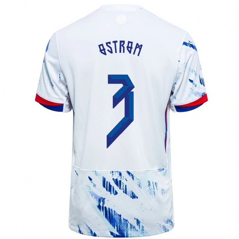DanxenメンズノルウェーRobin Østrøm#3ホワイトブルーアウェイシャツ24-26ジャージーユニフォーム