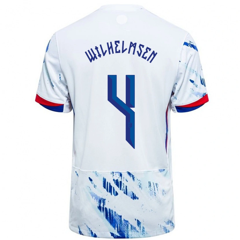 DanxenメンズノルウェーAndreas Wilhelmsen#4ホワイトブルーアウェイシャツ24-26ジャージーユニフォーム