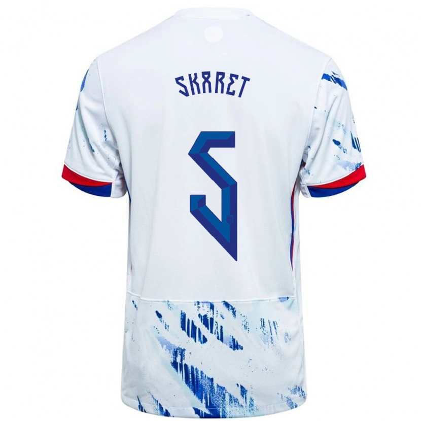 DanxenメンズノルウェーBrage Skaret#5ホワイトブルーアウェイシャツ24-26ジャージーユニフォーム