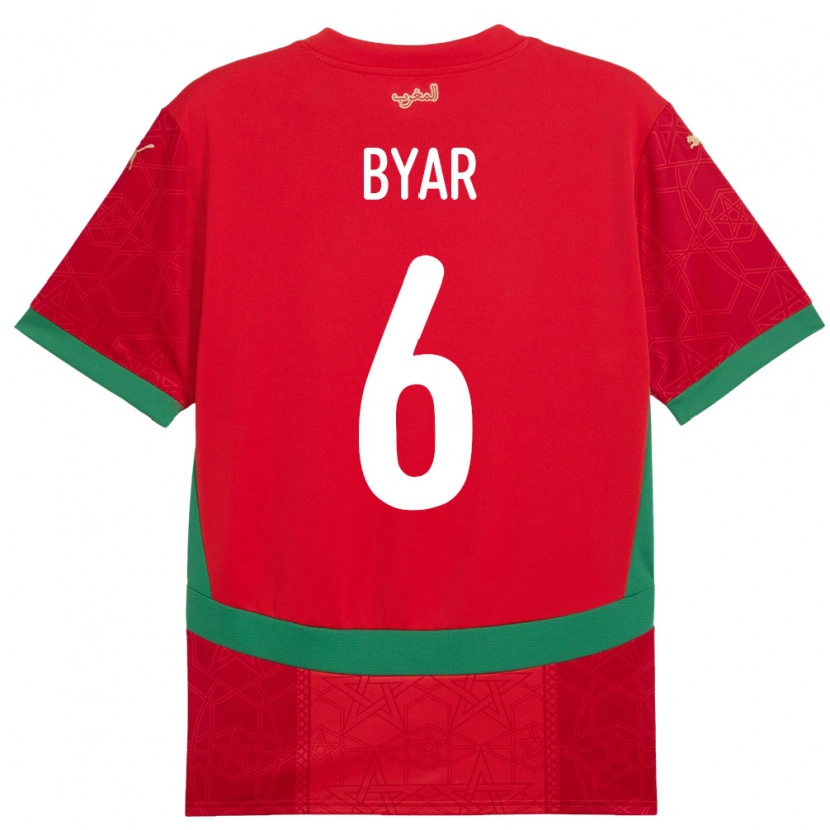 DanxenレディースモロッコNaïm Byar#6赤ホームシャツ24-26ジャージーユニフォーム