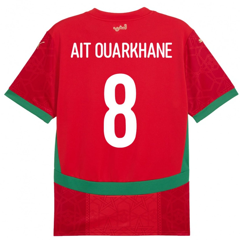 DanxenレディースモロッコKhalid Aït Ouarkhane#8赤ホームシャツ24-26ジャージーユニフォーム